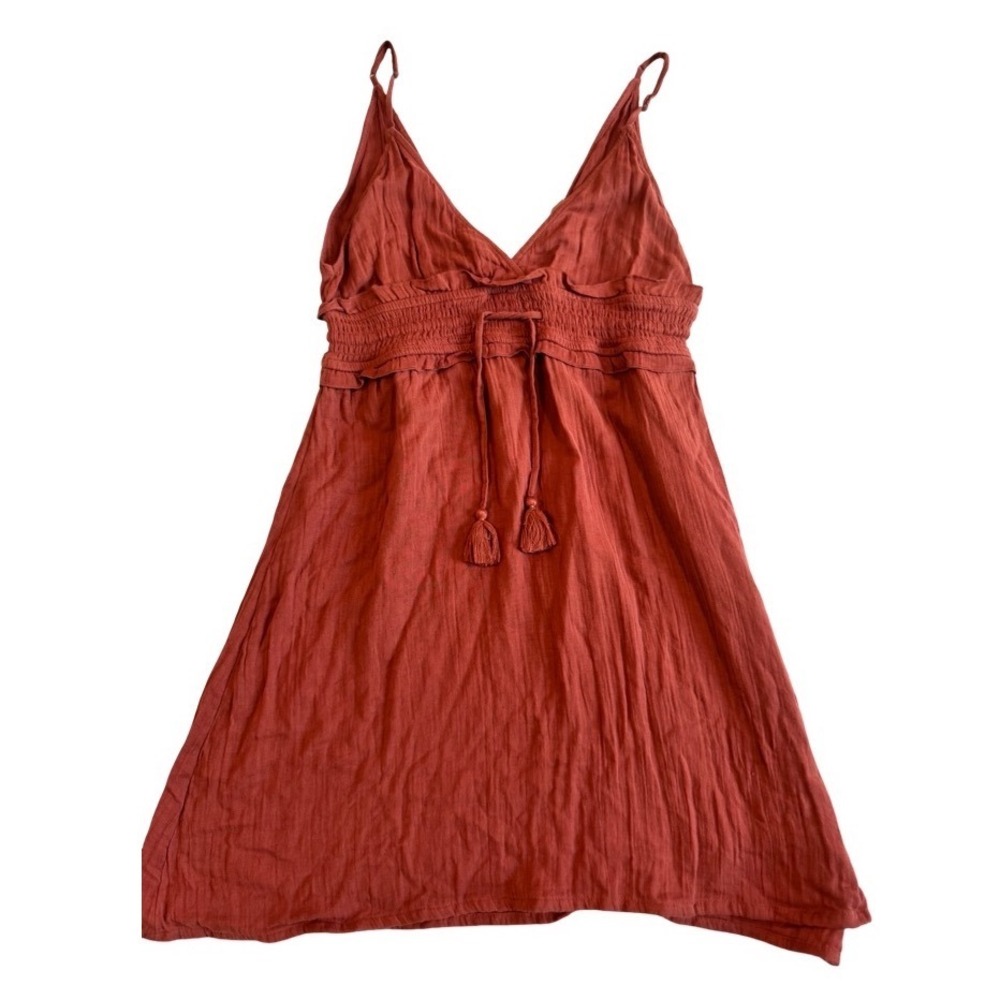 Roxy Simple Blossom Dress Terracotta Rust Smocked Mini ARJWD03391 Womens Large - Picture 2 of 9
